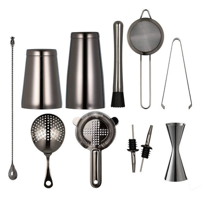 Cocktail Shaker Bar Set: Weighted Boston Shakers, Cocktail Strainer Set,Jigger, Muddler, Pineapple Bar Spoon, Ice Tong,Pourers