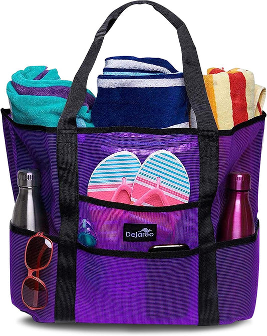 Mesh Sand Free Bag - Strong Lightweight Bag for Beach & Vacation Essentials. Tons of Storage!