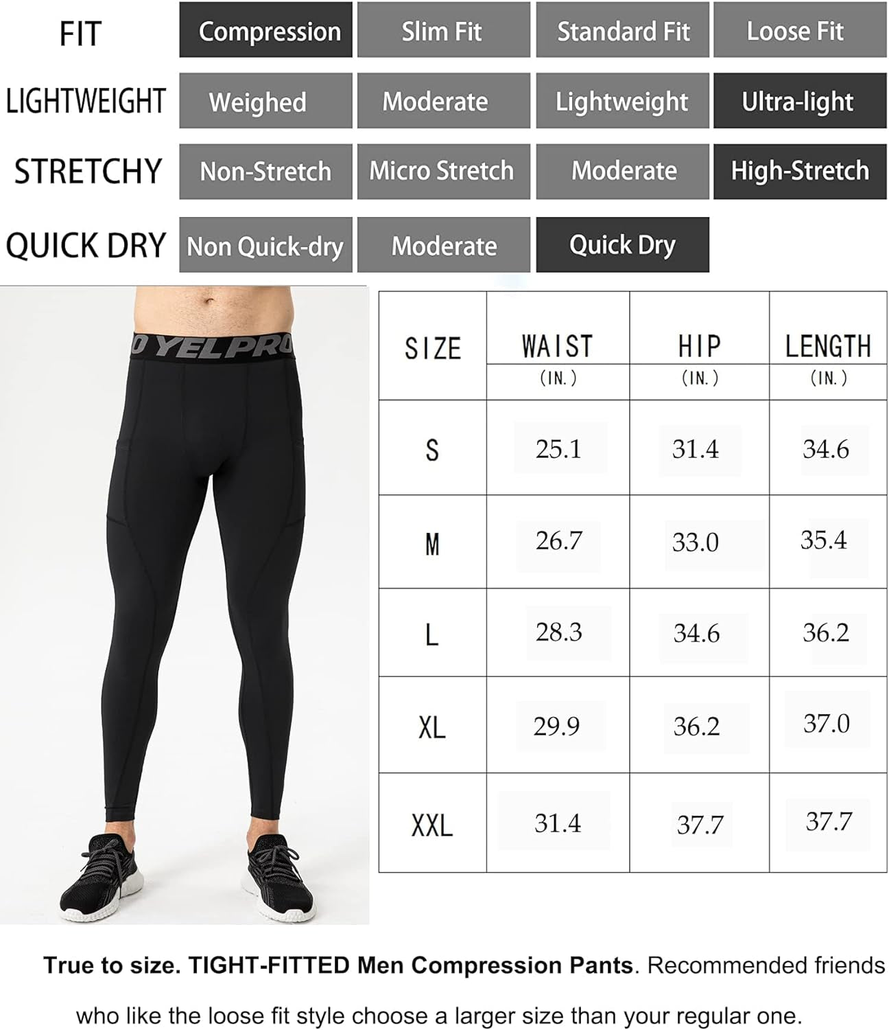 3 Pack Compression Pants Men with Pocket Workout Running Leggings Gym Tights Cool Dry Athletic Base Layer Bottoms