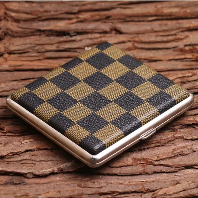 Gift for Men'S Leather Cigarette Box 20 Sticks Cigar Case Metal Leather Smoking Accessories Cigarette Lady Storage Cover Hold