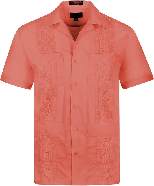 Omega Cuban Guayabera Short Sleeve Shirt, Wedding Cigar Beach Bartender Casual