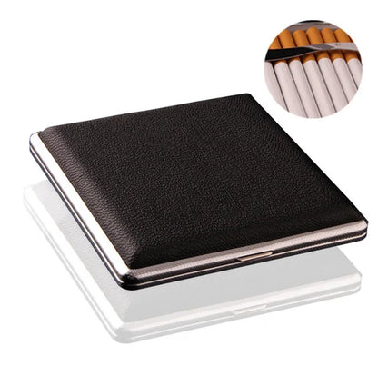 Gift for Men'S Leather Cigarette Box 20 Sticks Cigar Case Metal Leather Smoking Accessories Cigarette Lady Storage Cover Hold