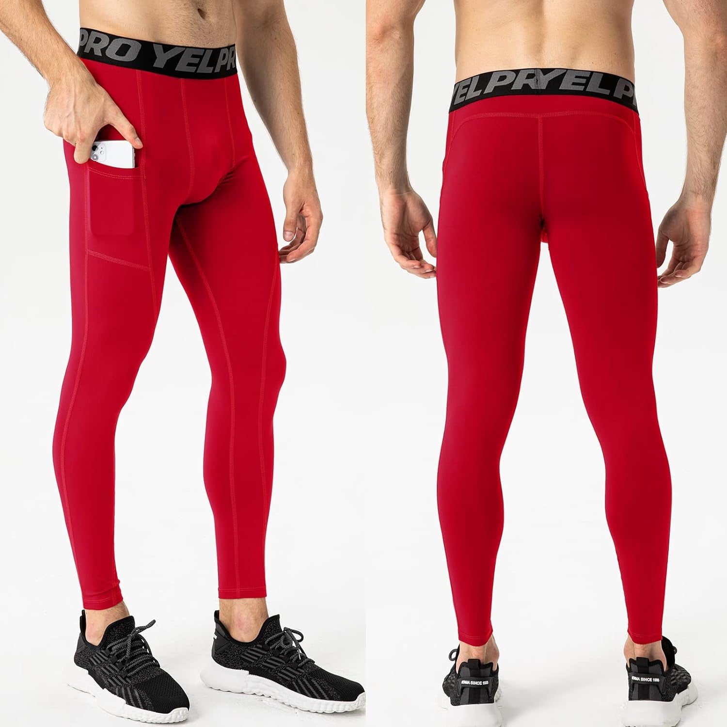 3 Pack Compression Pants Men with Pocket Workout Running Leggings Gym Tights Cool Dry Athletic Base Layer Bottoms