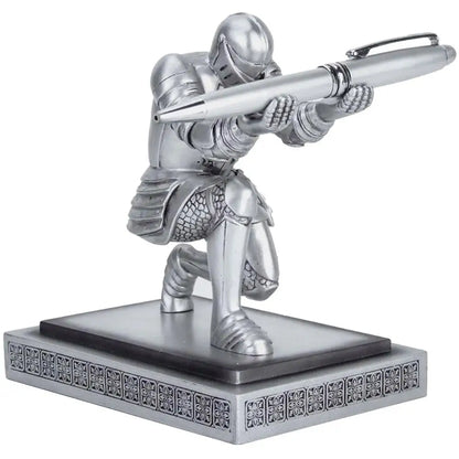 Bowing Medieval Knight Shape Desktop Decoration Pen Holder Stand Pen Cigar Desktop Holder Decoration Armor Soldier Statue Decor